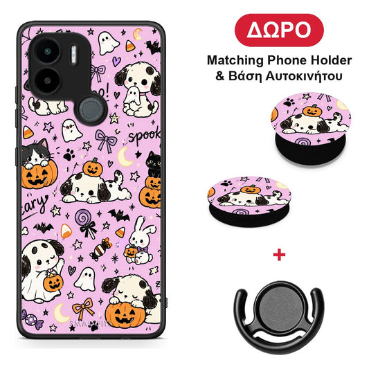 Halloween Puppies and Friends on Lilac - Xiaomi Redmi A1+ / A2+ θήκη + Δώρο Phone Holder & Βάση Αυτοκινήτου