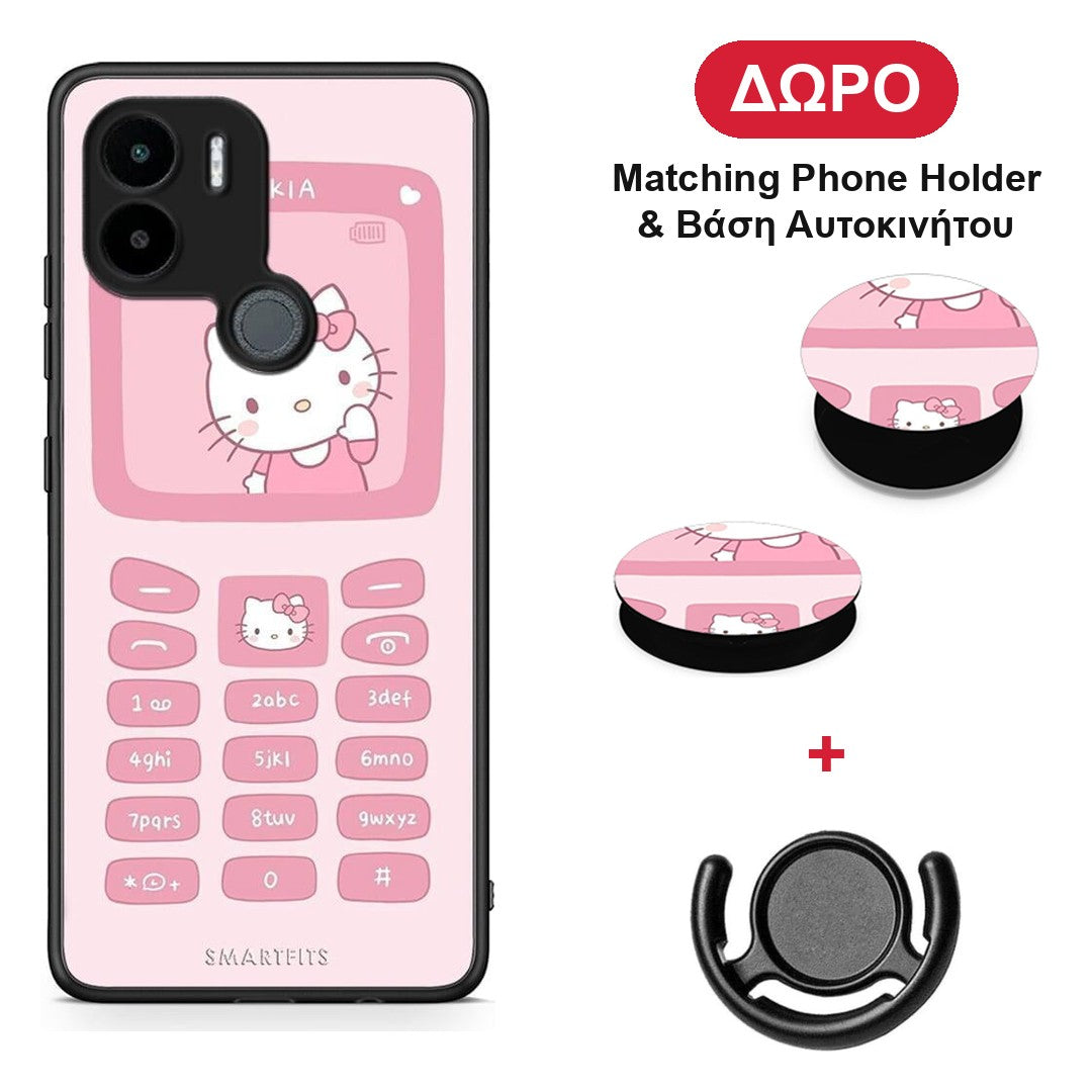 Hello Kitten - Xiaomi Redmi A1+ / A2+ θήκη + Δώρο Phone Holder & Βάση Αυτοκινήτου