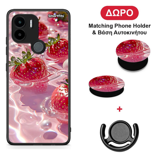 Juicy Strawberries - Xiaomi Redmi A1+ / A2+ θήκη + Δώρο Phone Holder & Βάση Αυτοκινήτου
