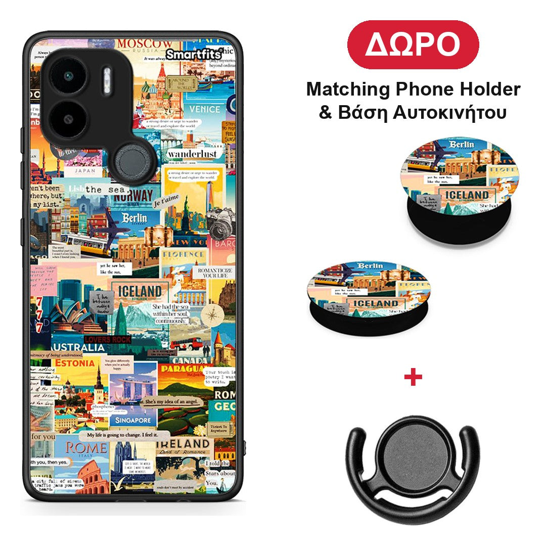 Live To Travel - Xiaomi Redmi A1+ / A2+ θήκη + Δώρο Phone Holder & Βάση Αυτοκινήτου