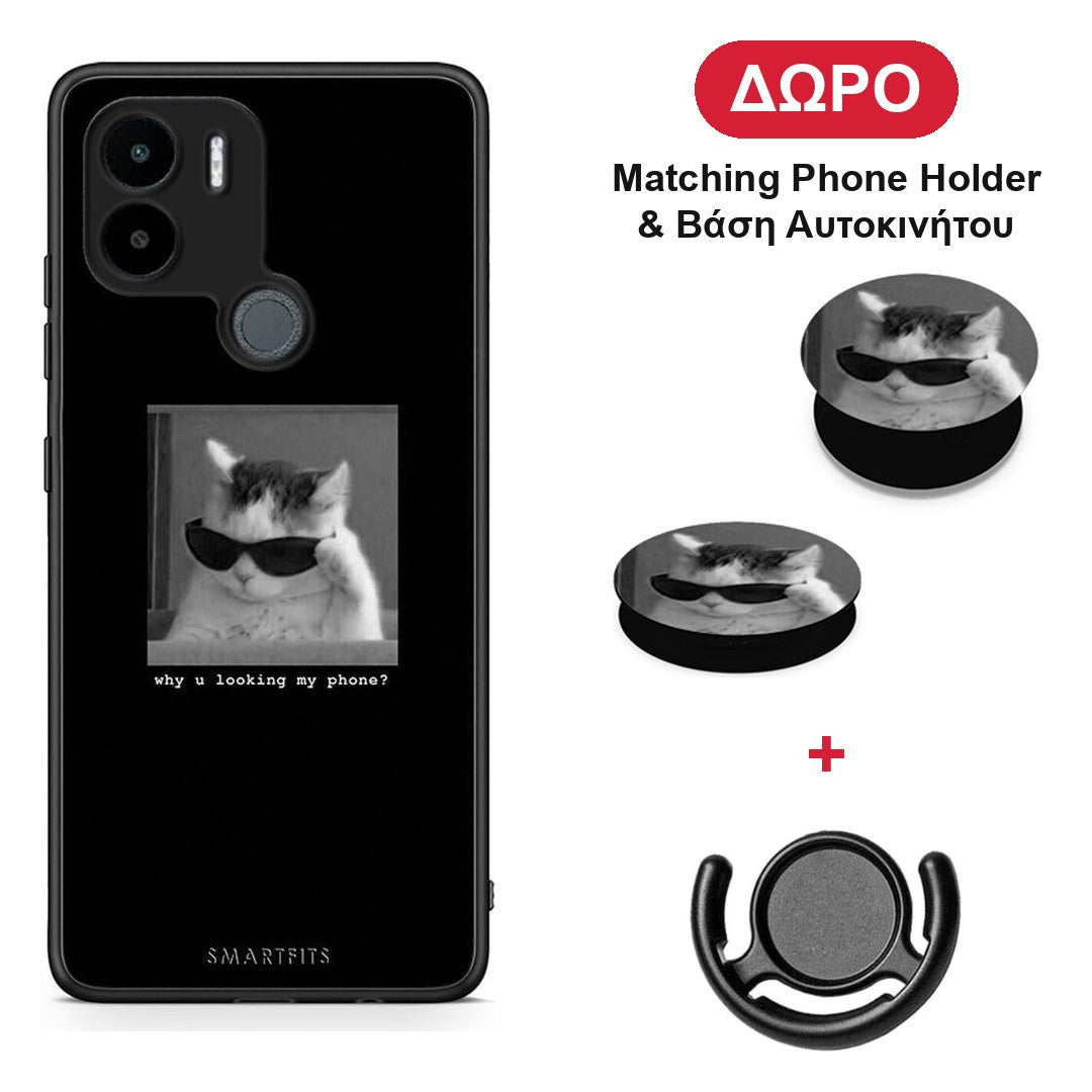 Meme Cat - Xiaomi Redmi A1+ / A2+ θήκη + Δώρο Phone Holder & Βάση Αυτοκινήτου