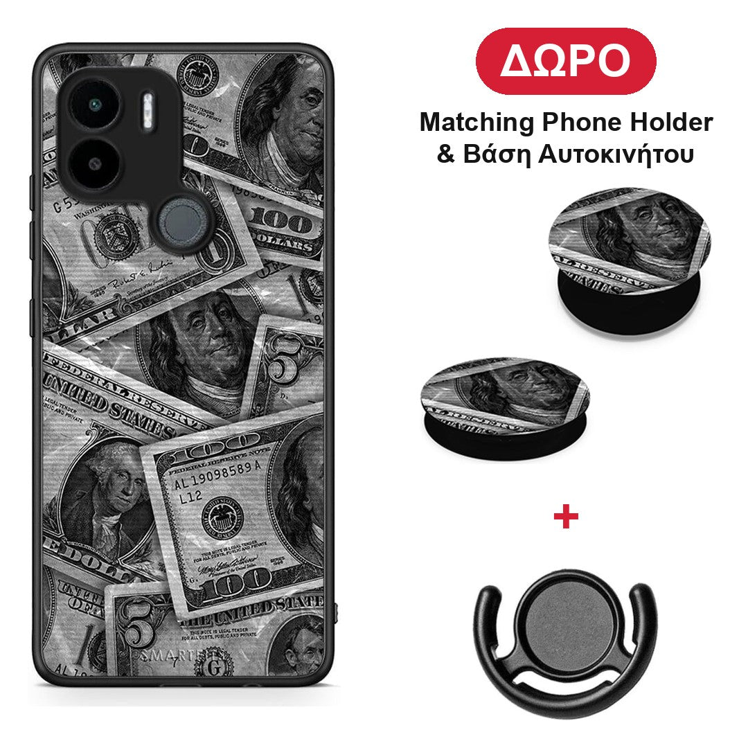 Money Dollars - Xiaomi Redmi A1+ / A2+ θήκη + Δώρο Phone Holder & Βάση Αυτοκινήτου