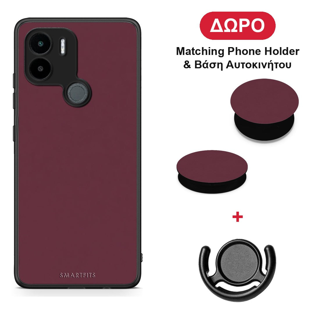 Muted Burgundy - Xiaomi Redmi A1+ / A2+ θήκη + Δώρο Phone Holder & Βάση Αυτοκινήτου