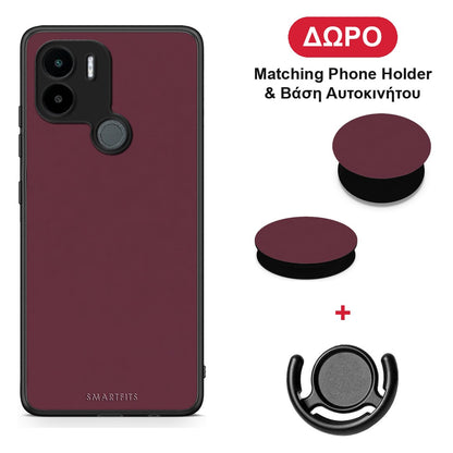 Muted Burgundy - Xiaomi Redmi A1+ / A2+ θήκη + Δώρο Phone Holder & Βάση Αυτοκινήτου