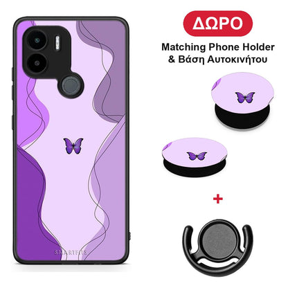 Purple Mariposa - Xiaomi Redmi A1+ / A2+ θήκη + Δώρο Phone Holder & Βάση Αυτοκινήτου