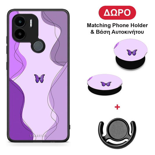 Purple Mariposa - Xiaomi Redmi A1+ / A2+ θήκη + Δώρο Phone Holder & Βάση Αυτοκινήτου