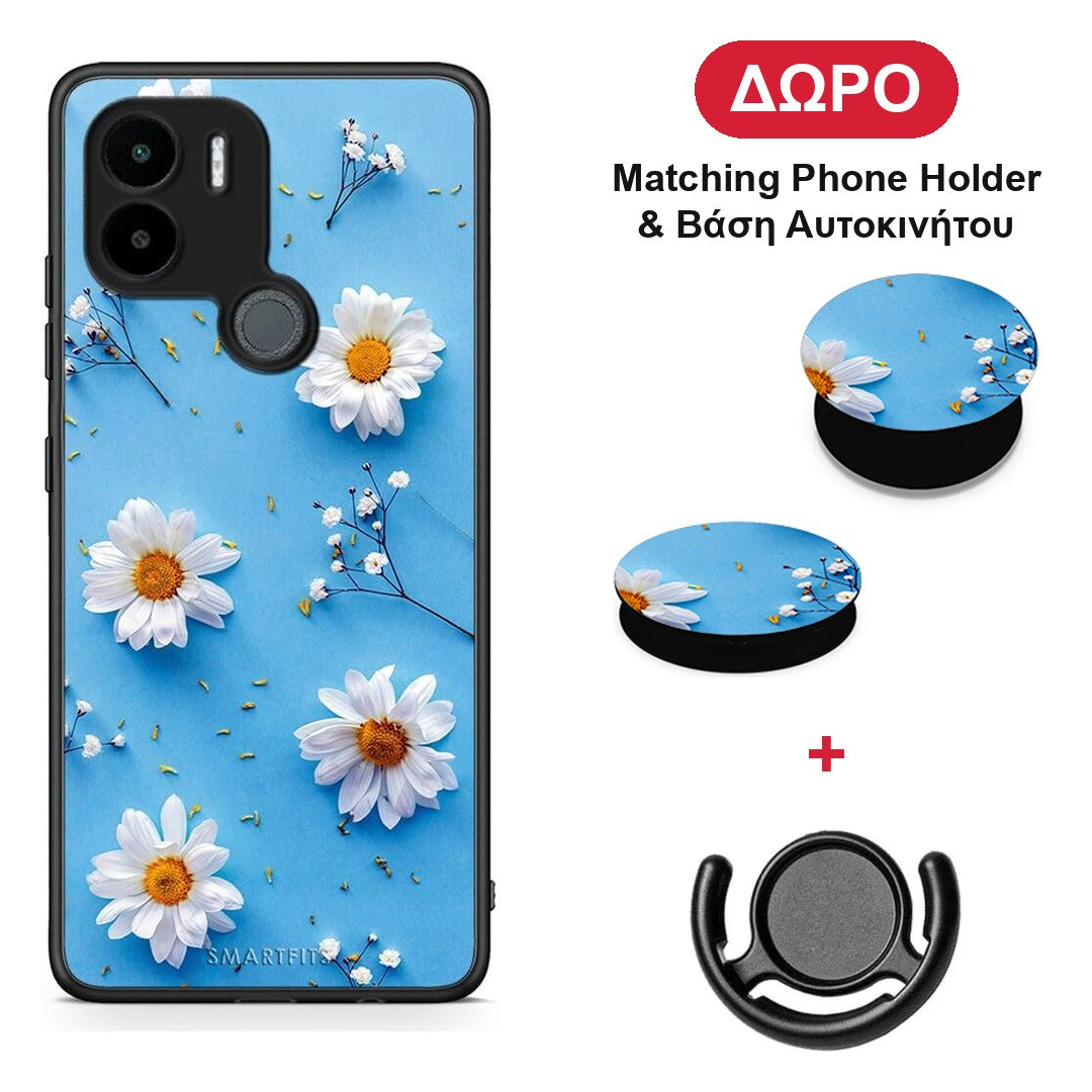 Real Daisies - Xiaomi Redmi A1+ / A2+ θήκη + Δώρο Phone Holder & Βάση Αυτοκινήτου
