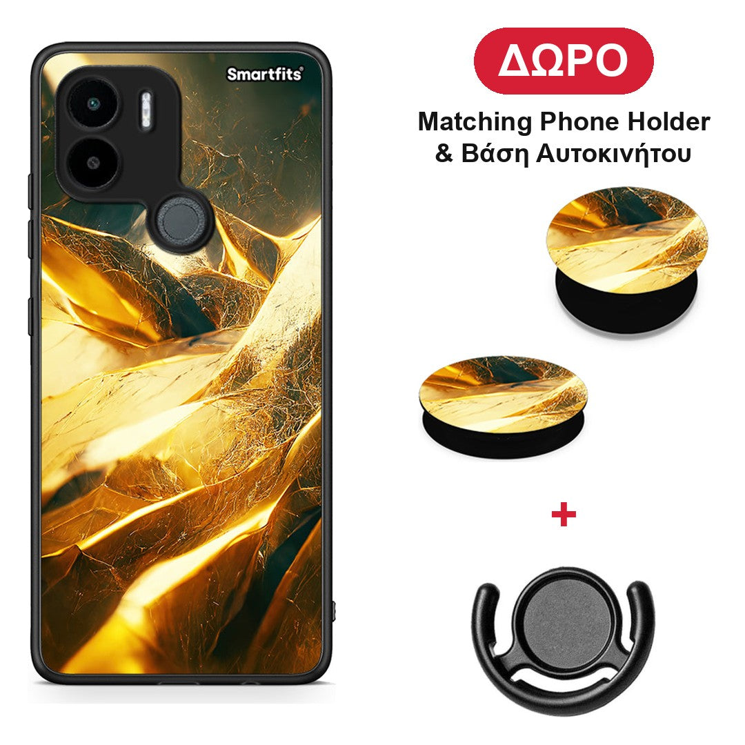 Real Gold - Xiaomi Redmi A1+ / A2+ θήκη + Δώρο Phone Holder & Βάση Αυτοκινήτου