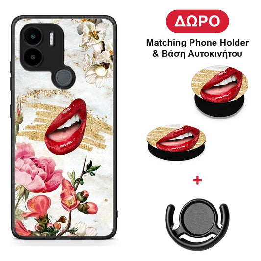 Red Lips - Xiaomi Redmi A1+ / A2+ θήκη + Δώρο Phone Holder & Βάση Αυτοκινήτου