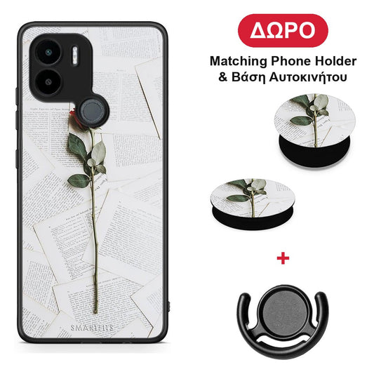 Red Rose - Xiaomi Redmi A1+ / A2+ θήκη + Δώρο Phone Holder & Βάση Αυτοκινήτου