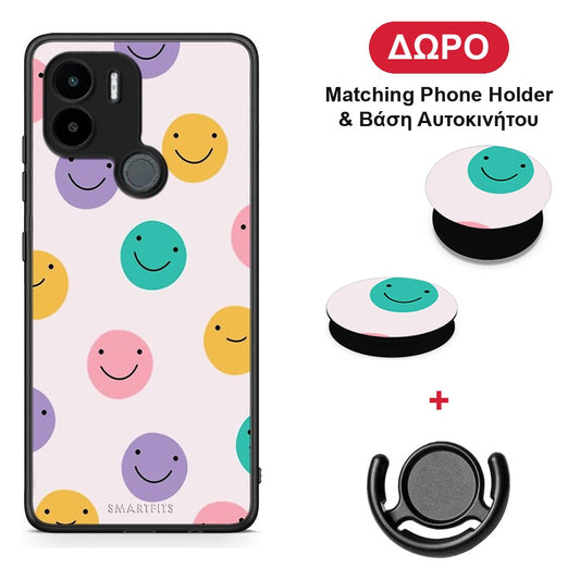 Smiley Faces - Xiaomi Redmi A1+ / A2+ θήκη + Δώρο Phone Holder & Βάση Αυτοκινήτου