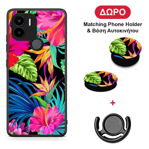 Tropical Flowers - Xiaomi Redmi A1+ / A2+ θήκη + Δώρο Phone Holder & Βάση Αυτοκινήτου