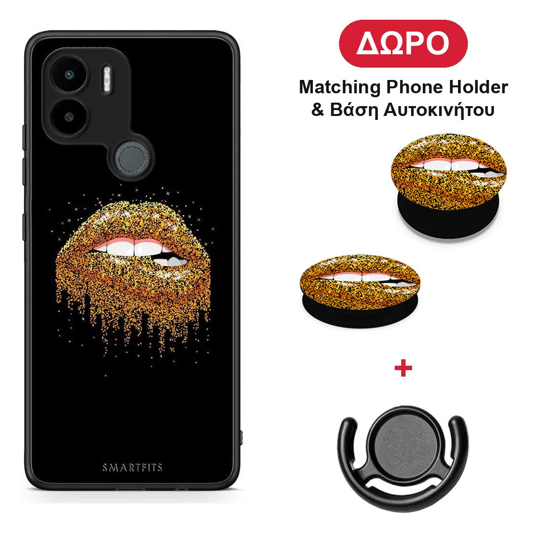 Valentine Golden - Xiaomi Redmi A1+ / A2+ θήκη + Δώρο Phone Holder & Βάση Αυτοκινήτου