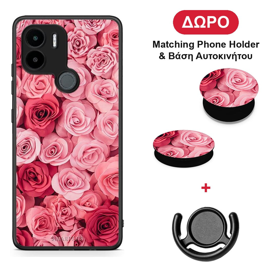 Valentine RoseGarden - Xiaomi Redmi A1+ / A2+ θήκη + Δώρο Phone Holder & Βάση Αυτοκινήτου