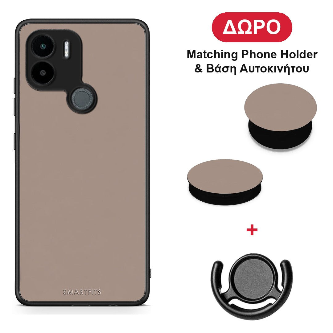 Warm Taupe - Xiaomi Redmi A1+ / A2+ θήκη + Δώρο Phone Holder & Βάση Αυτοκινήτου