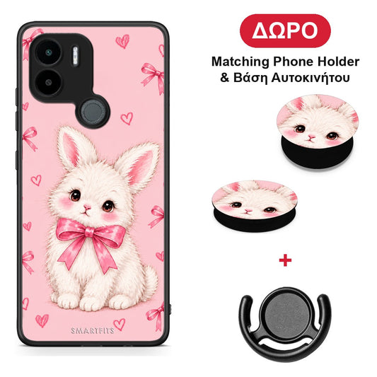 White Bunny and Pink Bows - Xiaomi Redmi A1+ / A2+ θήκη + Δώρο Phone Holder & Βάση Αυτοκινήτου