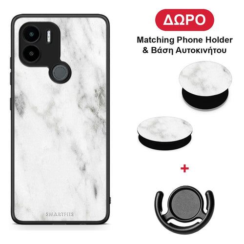 Marble White - Xiaomi Redmi A1+ / A2+ θήκη + Δώρο Phone Holder & Βάση Αυτοκινήτου
