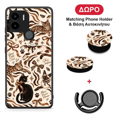 Wild Cats and Animal Print Collage - Xiaomi Redmi A1+ / A2+ θήκη + Δώρο Phone Holder & Βάση Αυτοκινήτου