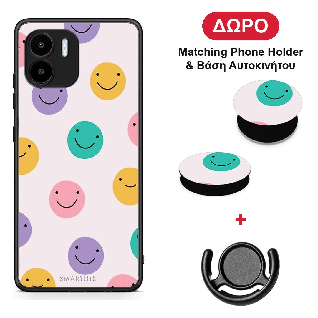 Smiley Faces - Xiaomi Redmi A1 / A2 θήκη + Δώρο Phone Holder & Βάση Αυτοκινήτου