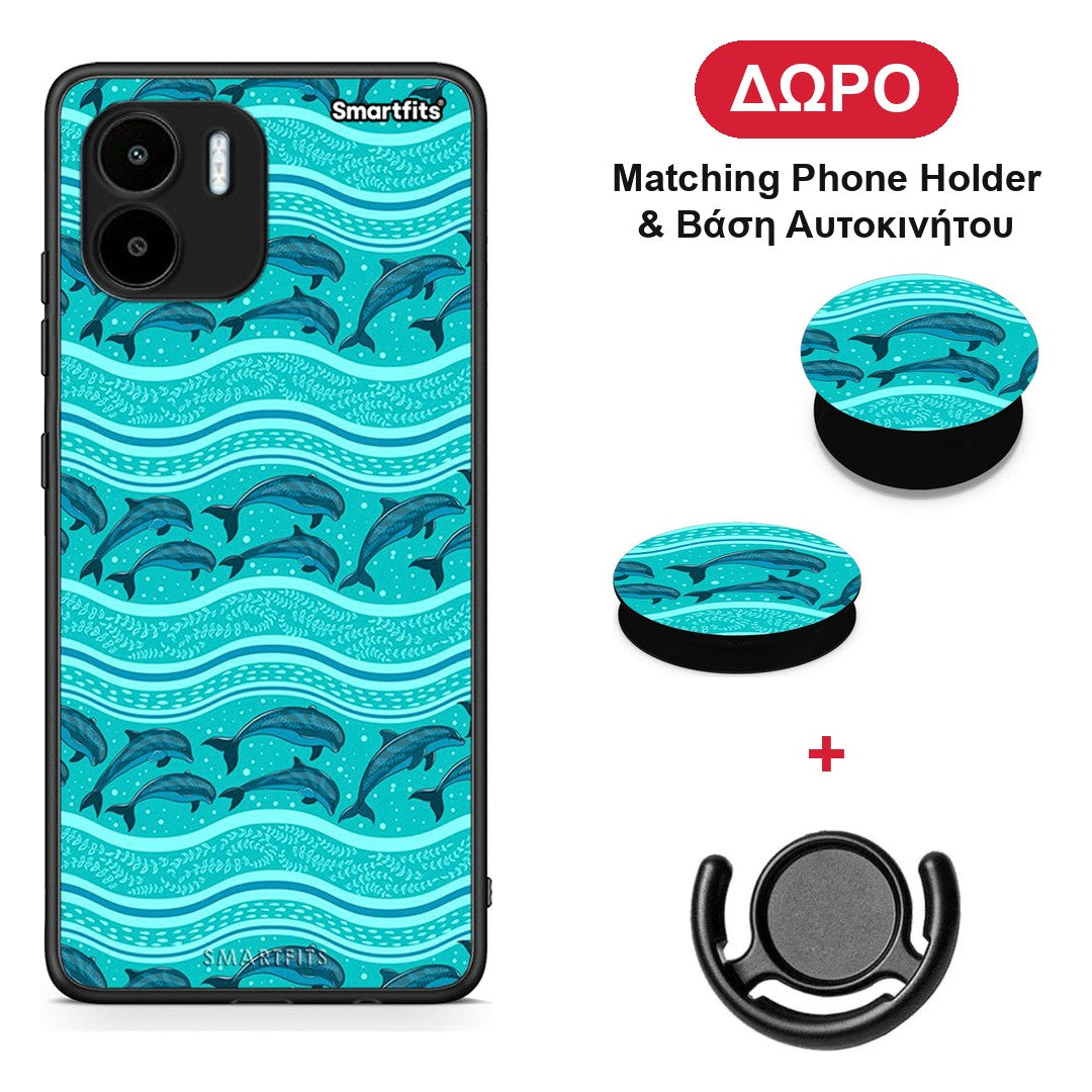 Swimming Dolphins - Xiaomi Redmi A1 / A2 θήκη + Δώρο Phone Holder & Βάση Αυτοκινήτου