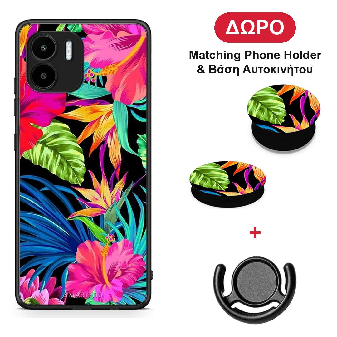Tropical Flowers - Xiaomi Redmi A1 / A2 θήκη + Δώρο Phone Holder & Βάση Αυτοκινήτου