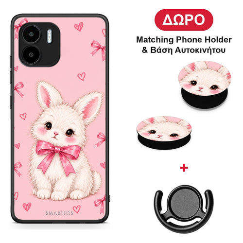 White Bunny and Pink Bows - Xiaomi Redmi A1 / A2 θήκη + Δώρο Phone Holder & Βάση Αυτοκινήτου