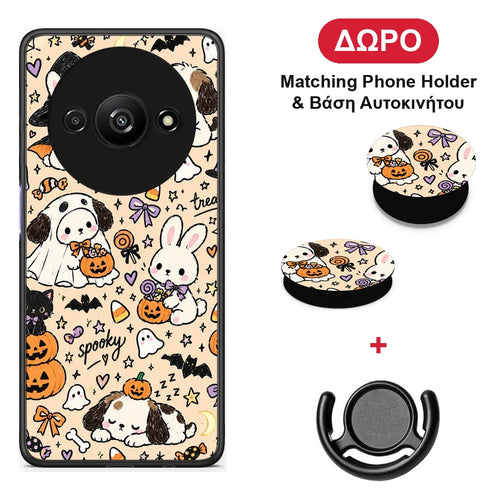 Halloween Puppies and Friends on Cream - Xiaomi Redmi A3 θήκη + Δώρο Phone Holder & Βάση Αυτοκινήτου