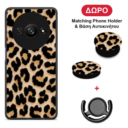 Leopard Print Tan Small - Xiaomi Redmi A3 θήκη + Δώρο Phone Holder & Βάση Αυτοκινήτου
