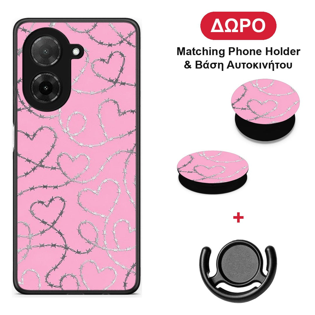 Barbed Wire Hearts on Pink - Xiaomi Redmi A5 θήκη + Δώρο Phone Holder & Βάση Αυτοκινήτου