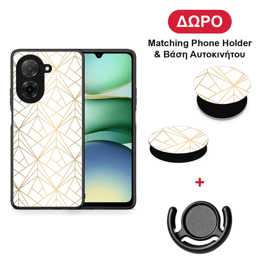 Geometric Luxury White - Xiaomi Redmi A5 θήκη + Δώρο Phone Holder & Βάση Αυτοκινήτου