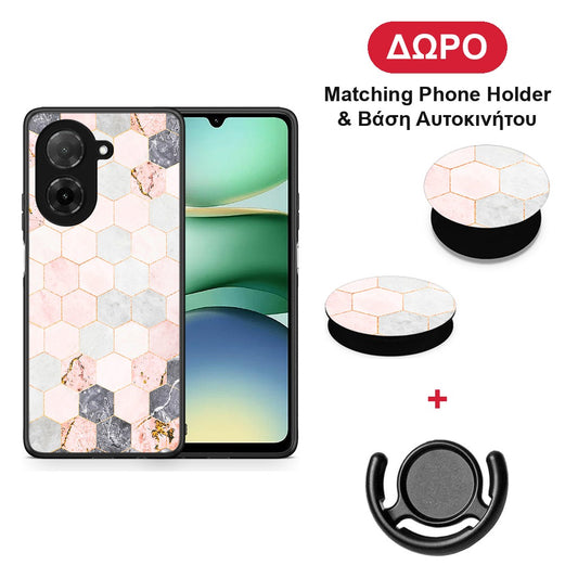 Marble Hexagon Pink - Xiaomi Redmi A5 θήκη + Δώρο Phone Holder & Βάση Αυτοκινήτου