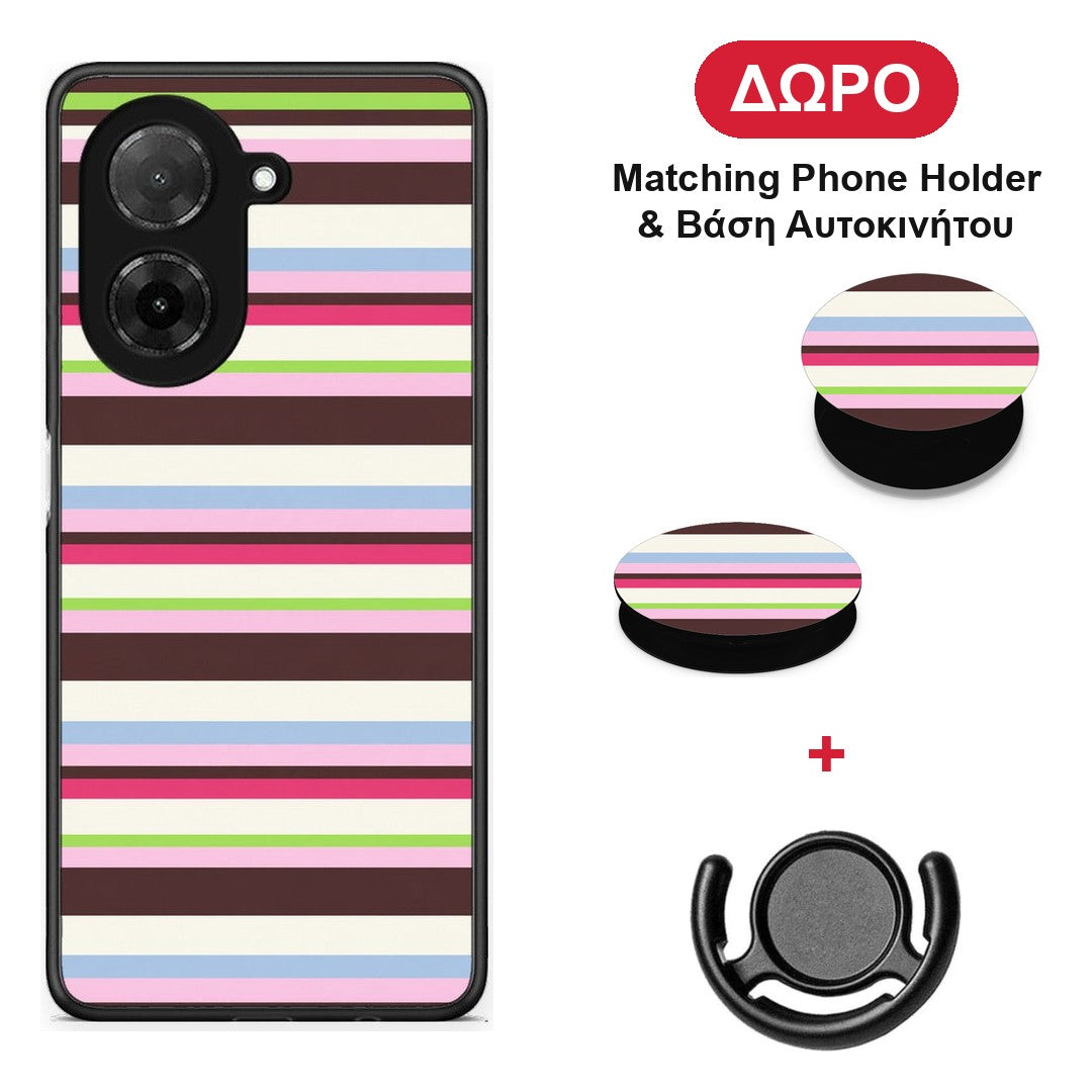 Multicolour Horizontal Stripes - Xiaomi Redmi A5 θήκη + Δώρο Phone Holder & Βάση Αυτοκινήτου