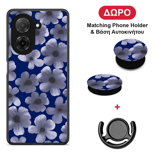 Pale Blue Flowers on Navy - Xiaomi Redmi A5 θήκη + Δώρο Phone Holder & Βάση Αυτοκινήτου