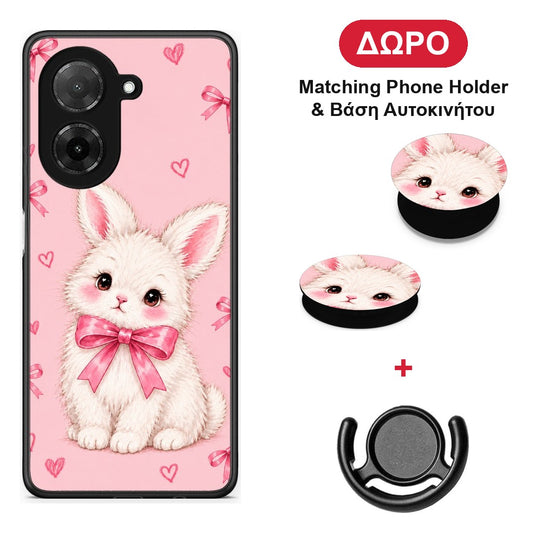 White Bunny and Pink Bows - Xiaomi Redmi A5 θήκη + Δώρο Phone Holder & Βάση Αυτοκινήτου