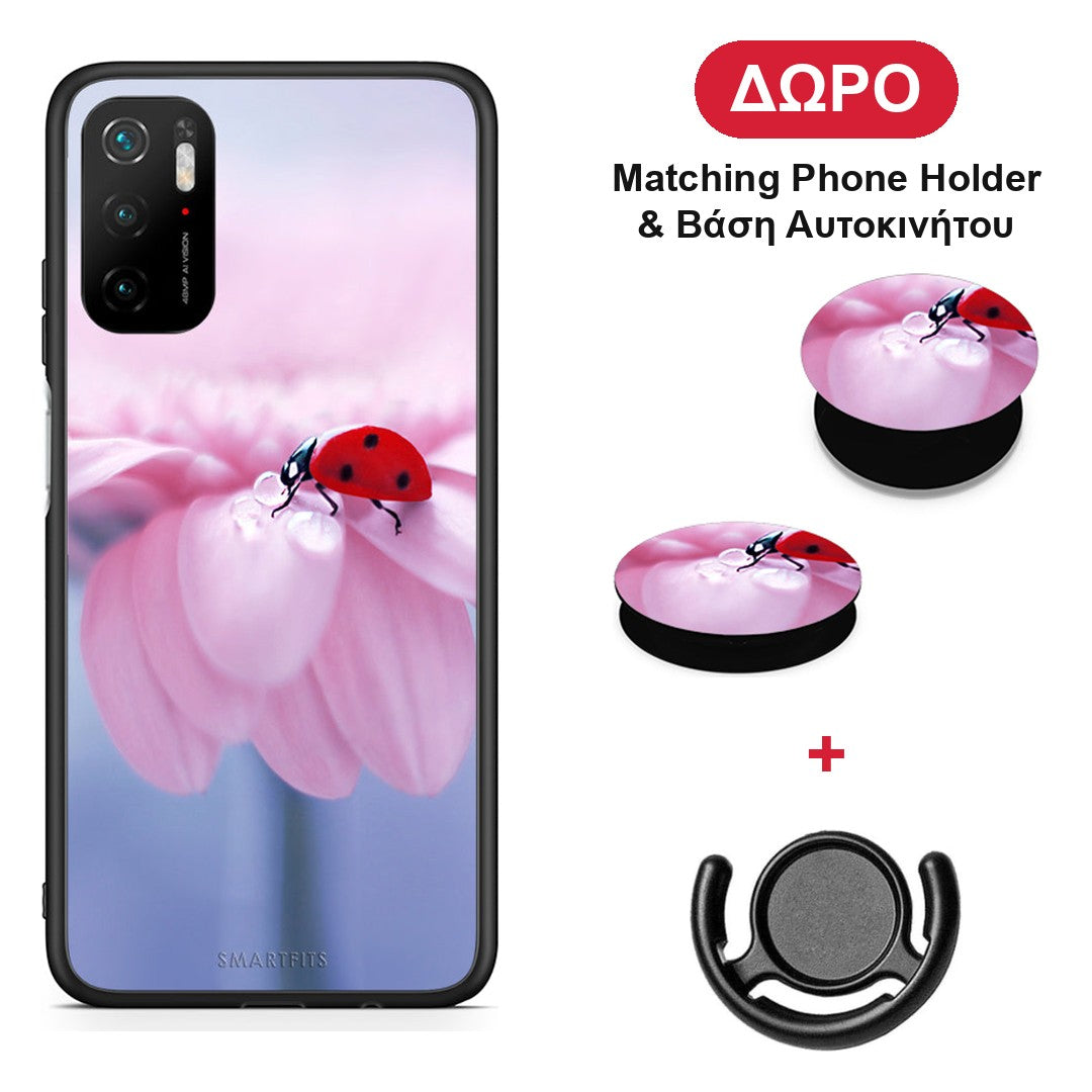 Ladybug Flower - Xiaomi Redmi Note 10 5G θήκη + Δώρο Phone Holder & Βάση Αυτοκινήτου