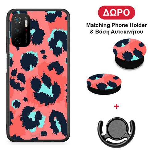 Animal Pink Leopard - Xiaomi Redmi Note 10 5G θήκη + Δώρο Phone Holder & Βάση Αυτοκινήτου