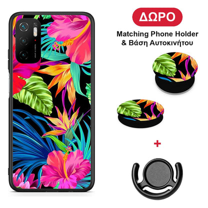 Tropical Flowers - Xiaomi Redmi Note 10 5G θήκη + Δώρο Phone Holder & Βάση Αυτοκινήτου