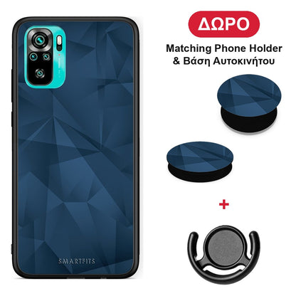 Geometric Blue Abstract - Xiaomi Redmi Note 10S / 10 4G θήκη + Δώρο Phone Holder & Βάση Αυτοκινήτου