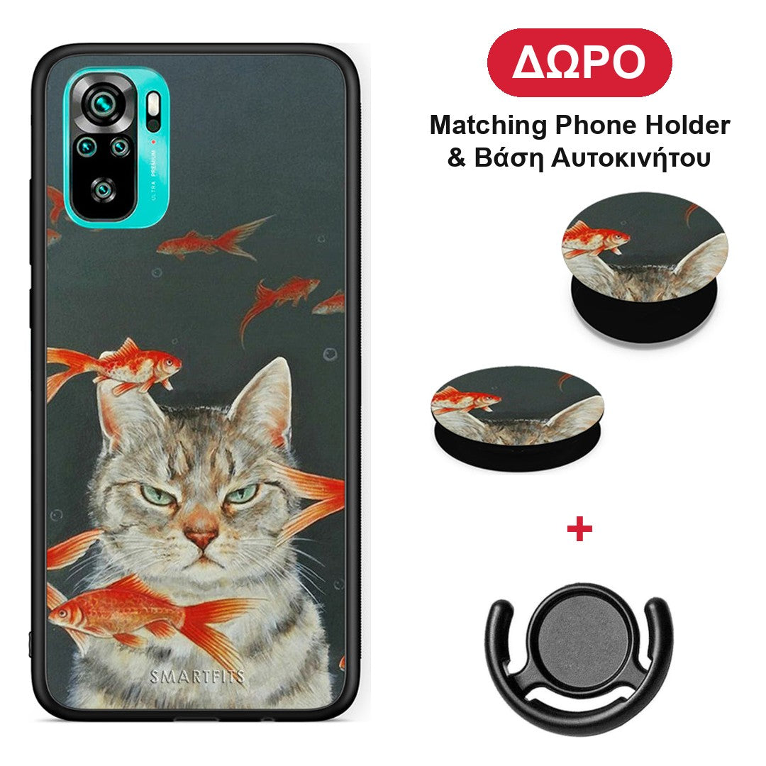 Cat Goldfish - Xiaomi Redmi Note 10S / 10 4G θήκη + Δώρο Phone Holder & Βάση Αυτοκινήτου