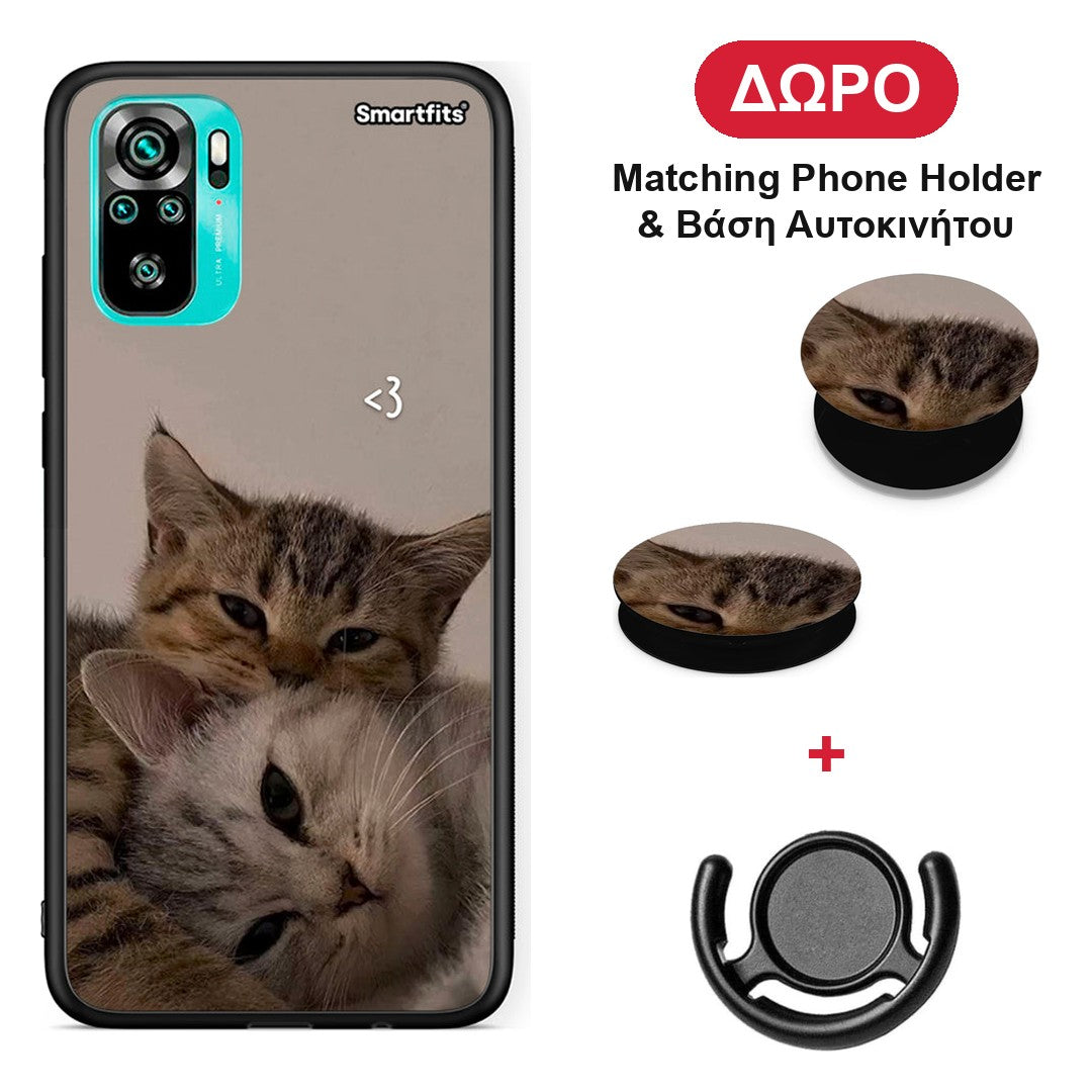 Cats In Love - Xiaomi Redmi Note 10S / 10 4G θήκη + Δώρο Phone Holder & Βάση Αυτοκινήτου