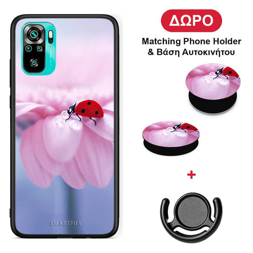 Ladybug Flower - Xiaomi Redmi Note 10S / 10 4G θήκη + Δώρο Phone Holder & Βάση Αυτοκινήτου