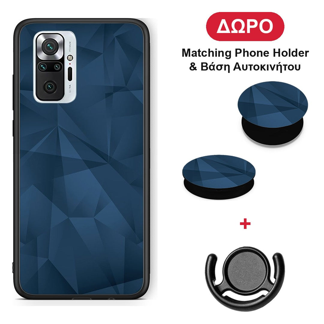 Geometric Blue Abstract - Xiaomi Redmi Note 10 Pro / 10 Pro Max θήκη + Δώρο Phone Holder & Βάση Αυτοκινήτου