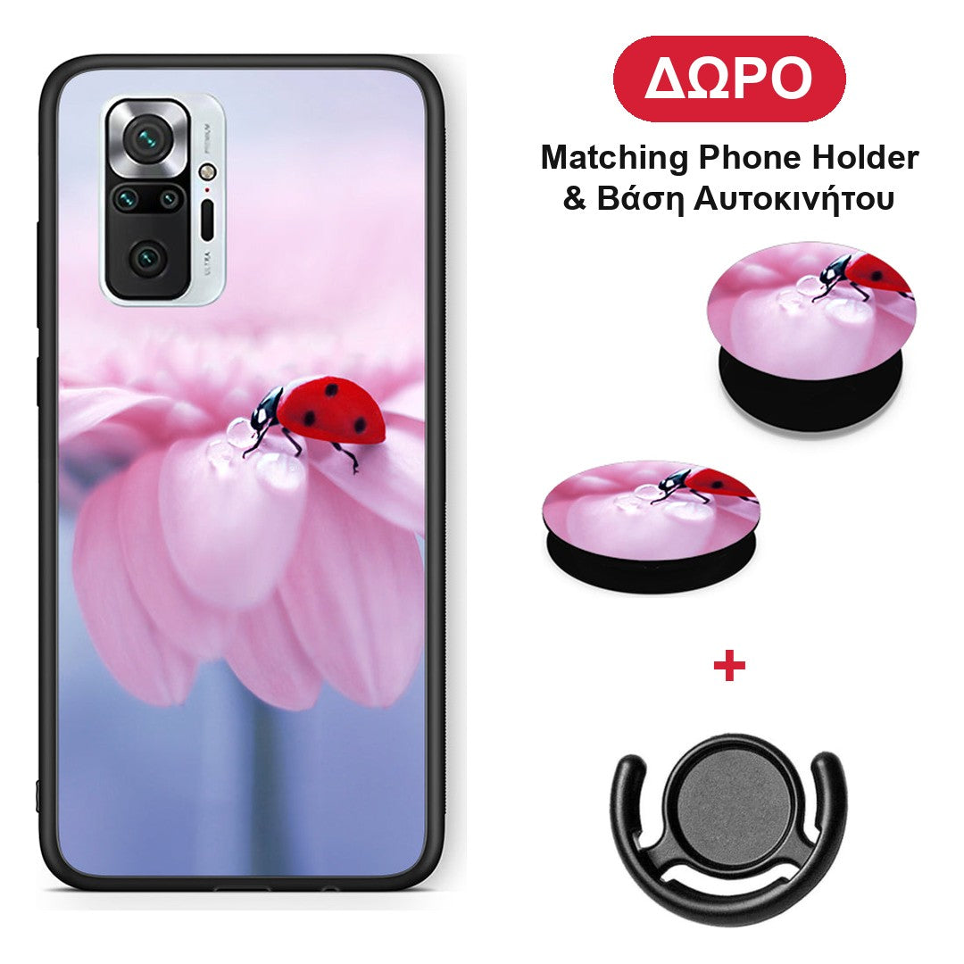 Ladybug Flower - Xiaomi Redmi Note 10 Pro / 10 Pro Max θήκη + Δώρο Phone Holder & Βάση Αυτοκινήτου