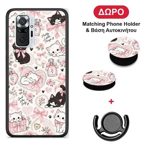 Pink Bows and Kittens Collage - Xiaomi Redmi Note 10 Pro / 10 Pro Max θήκη + Δώρο Phone Holder & Βάση Αυτοκινήτου