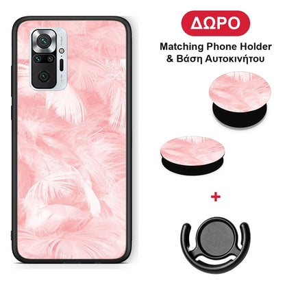 Boho Pink Feather - Xiaomi Redmi Note 10 Pro / 10 Pro Max θήκη + Δώρο Phone Holder & Βάση Αυτοκινήτου