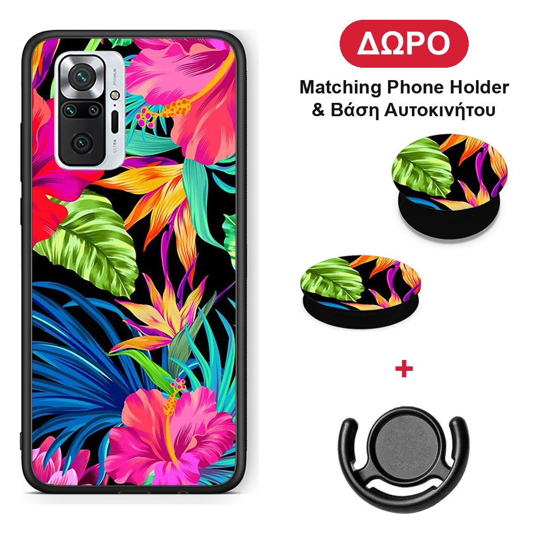 Tropical Flowers - Xiaomi Redmi Note 10 Pro / 10 Pro Max θήκη + Δώρο Phone Holder & Βάση Αυτοκινήτου