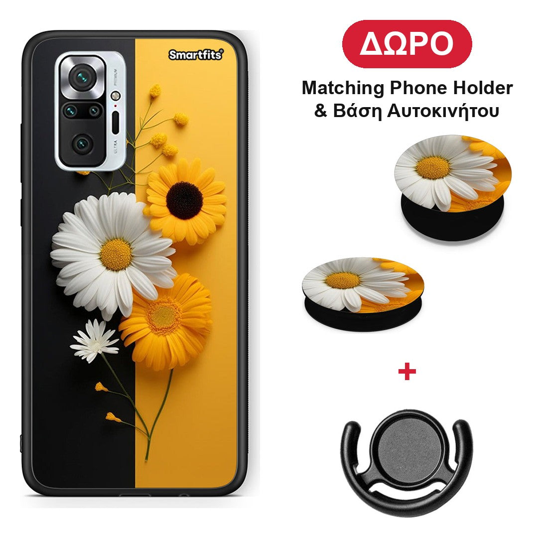 Yellow Daisies - Xiaomi Redmi Note 10 Pro / 10 Pro Max θήκη + Δώρο Phone Holder & Βάση Αυτοκινήτου