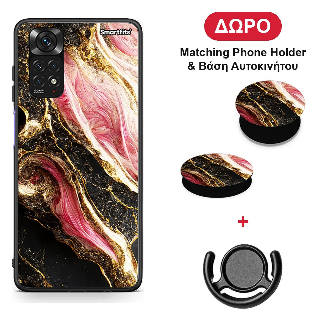 Glamorous Pink Marble - Xiaomi Redmi 10 θήκη + Δώρο Phone Holder & Βάση Αυτοκινήτου