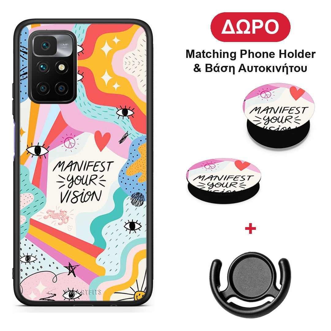 Manifest Your Vision - Xiaomi Redmi 10 θήκη + Δώρο Phone Holder & Βάση Αυτοκινήτου