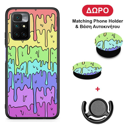 Melting Rainbow - Xiaomi Redmi 10 θήκη + Δώρο Phone Holder & Βάση Αυτοκινήτου